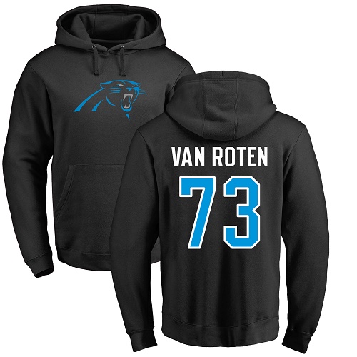 Carolina Panthers Men Black Greg Van Roten Name and Number Logo NFL Football #73 Pullover Hoodie Sweatshirts->nfl t-shirts->Sports Accessory
